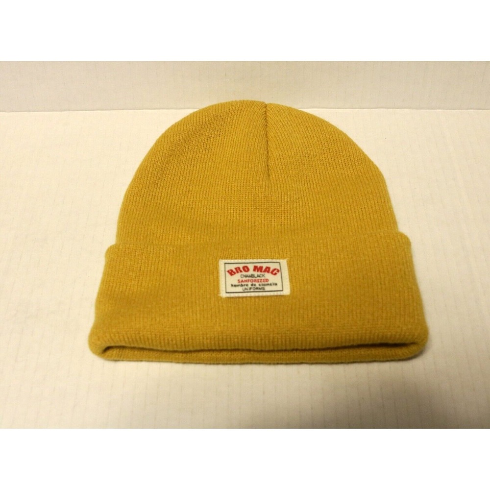 Bro Mac Yellow Beanie Hat Chamblack Sanforized Unisex One Size Logo